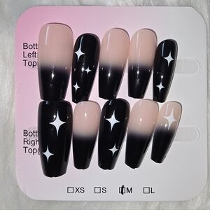 Black and Nude Ombre Handmade Press-On Nails